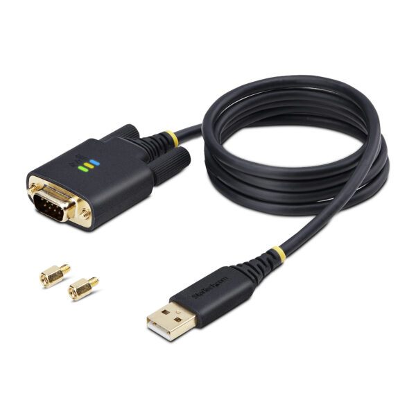 77ffd5c53ce76c0ab8b200f32c96307d.jpg StarTech.com 3ft (1m) USB to Serial Adapter Cable, COM Retention, Interchangeable Screws/Nuts, USB-A to DB9 RS232, FTDI IC, ESD Protection, Windows/macOS/Linux