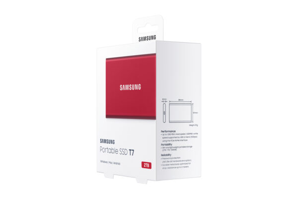 79127678_7249916559.jpg Samsung Portable SSD T7 2 TB USB Type-C 3.2 Gen 2 (3.1 Gen 2) Red
