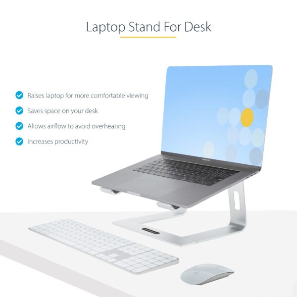 793f0554c37cdac052b830f0a86564c9.jpg StarTech.com Laptop Stand for Desk, Supports 5kg/11lb, Aluminum, Silver, Ergonomic Laptop Riser, Portable Laptop Holder, Computer Stand for Macbook Air/Pro, Dell XPS, Lenovo
