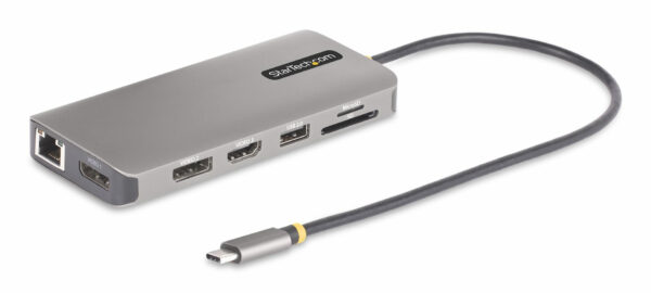 7f1cac66371dd9cb8302603633a54fbdb908905f.jpg StarTech.com USB-C Triple-Monitor Multiport Adapter, Dual 4K 60Hz + 4K 30Hz HDMI & DisplayPort, 4-Port USB Hub, 100W PD Pass-Through, GbE, SD/MicroSD Card Readers