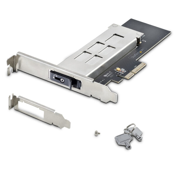 841fb41d51cd1794d4ebb3629b6dce69.jpg StarTech.com M.2 NVMe SSD to PCIe x4 Mobile Rack/Backplane with Removable Tray for PCI Express Expansion Slot, Tool-less Installation, PCIe 4.0/3.0 Hot-Swap Drive Bay, Key Lock - 2 Keys Included