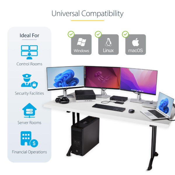 8521a8857dec36c22f6f51e502ac91ddd5dd0bd3.jpg StarTech.com 4-Port KM Switch with Mouse Switching, USB Switch for Keyboard/Mouse, 3.5mm/USB Audio, Peripheral Sharing for 4 Computers, TAA Compliant