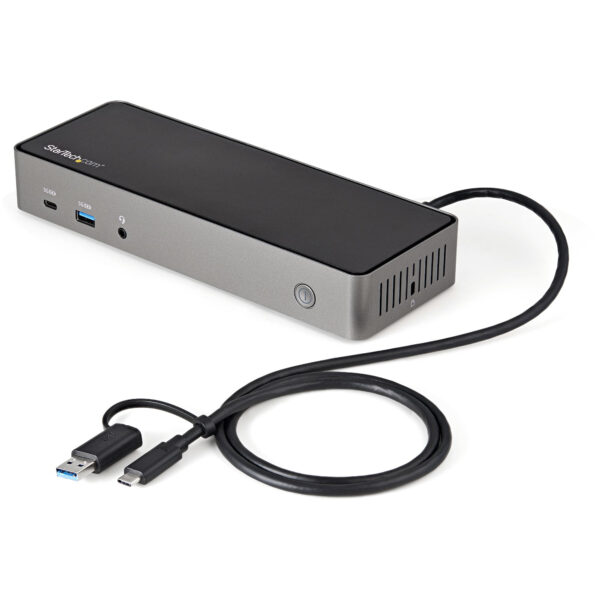 StarTech.com USB-C & USB-A Dock - Hybrid Universal Triple Monitor Laptop Docking Station DisplayPort & HDMI 4K 60Hz - 85W Power Delivery, 6x USB Hub, GbE, Audio - USB 3.1 Gen 2 10Gbps - TAA