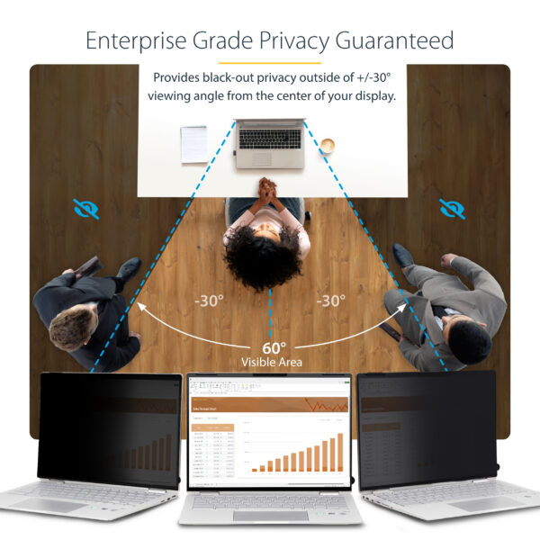 StarTech.com 14-inch 16:9 Flip-Over Privacy Screen with Touch, Anti-Glare Privacy Filter, Laptop Monitor Screen Protector with 51% Blue Light Reduction