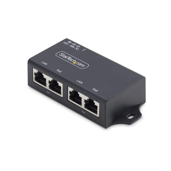 871007cf391b769dd2e0b99596236602cc9bee00.jpg StarTech.com 2-Port Gigabit Midspan PoE+ Injector, 10/100/1000Mbps, PoE+ (802.3af/at), 30W, 1Gbps Ethernet, Wall Mountable, Unmanaged Inline Power Over Ethernet