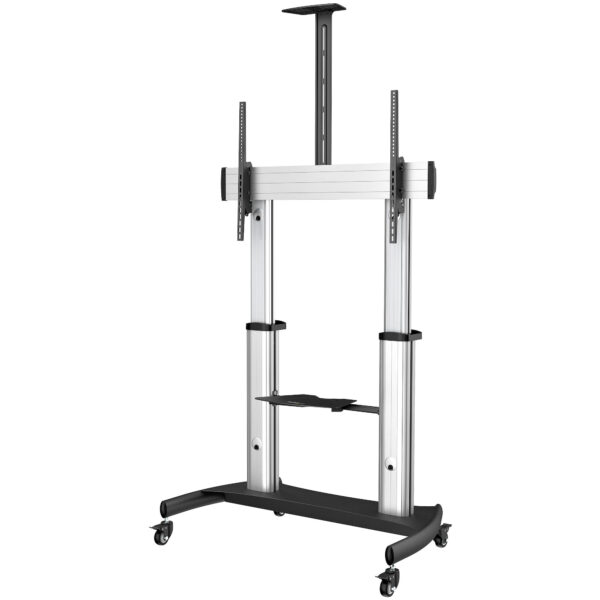 88921804_7570924377.jpg StarTech.com Mobile TV Stand - Heavy Duty TV Cart for 60-100" Display (100kg/220lb) - Height Adjustable Rolling Flat Screen Floor Standing on Wheels - Universal Television Mount w/Shelves