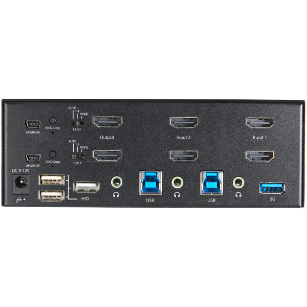 92042727_2919015731.jpg StarTech.com 2 Port Dual Monitor HDMI KVM Switch - 4K 60Hz Ultra HD HDR - Desktop 4K HDMI 2.0 KVM Switch with 2 Port USB 3.0 Hub (5Gbps) & 4x USB 2.0 HID, Audio - Hotkey Switching - TAA