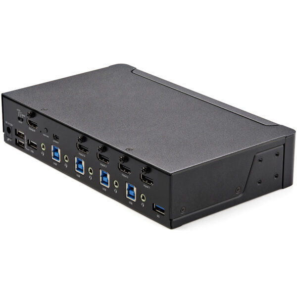 92042733_3346218152.jpg StarTech.com 4 Port HDMI KVM Switch - Single Monitor 4K 60Hz Ultra HD HDR - Desktop HDMI 2.0 KVM Switch with 2 Port USB 3.0 Hub (5Gbps) and 4x USB 2.0 HID, Audio - Hotkey Switching - TAA