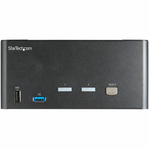 92756856_3627081251.jpg StarTech.com 2 Port Triple Monitor DisplayPort KVM Switch - 4K 60Hz UHD HDR - Desktop DP 1.2 KVM with 2 Port USB 3.0 Hub (5Gbps) & 4x USB 2.0 HID Ports, Audio - Hotkey Switching - TAA