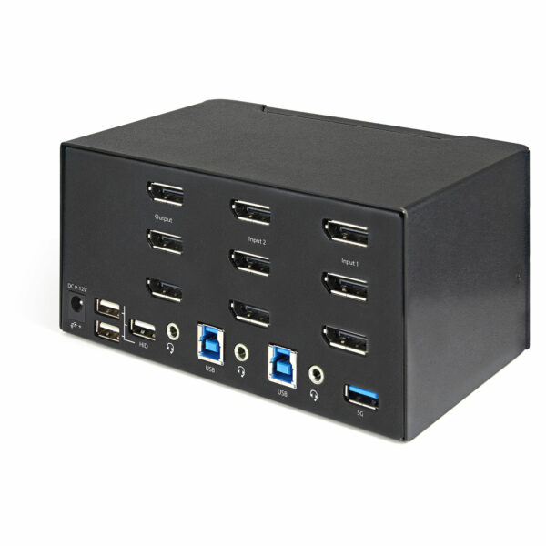 92756856_8063209911.jpg StarTech.com 2 Port Triple Monitor DisplayPort KVM Switch - 4K 60Hz UHD HDR - Desktop DP 1.2 KVM with 2 Port USB 3.0 Hub (5Gbps) & 4x USB 2.0 HID Ports, Audio - Hotkey Switching - TAA