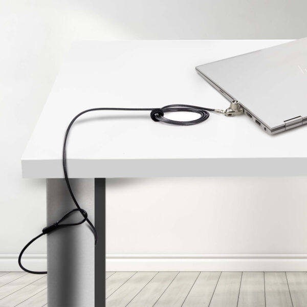 StarTech.com Slim Lock Noble Wedge® Slot Compatible, 5ft (1.5m) Locking Cable, Desk Anti-Theft Security For Laptop/Notebook, Cut-Resistant Steel Cable, Keyed Lock