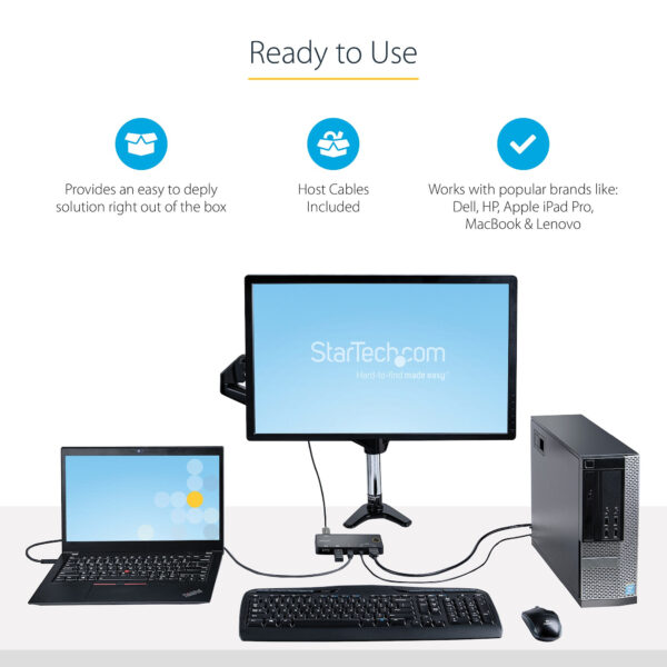 93871970_0529624533.jpg StarTech.com 2 Port Hybrid USB-A + HDMI & USB-C KVM Switch - Single 4K 60Hz HDMI 2.0 Monitor - Compact Desktop and/or Laptop HDMI KVM Switch - USB Bus Powered - Thunderbolt 3 Compatible