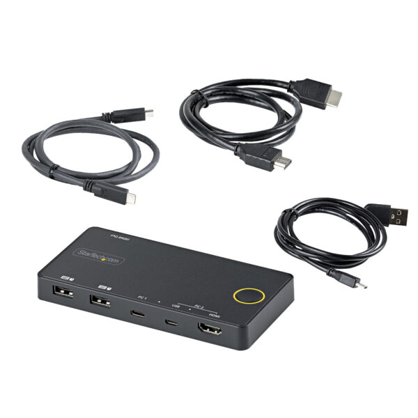 93871970_7470058374.jpg StarTech.com 2 Port Hybrid USB-A + HDMI & USB-C KVM Switch - Single 4K 60Hz HDMI 2.0 Monitor - Compact Desktop and/or Laptop HDMI KVM Switch - USB Bus Powered - Thunderbolt 3 Compatible