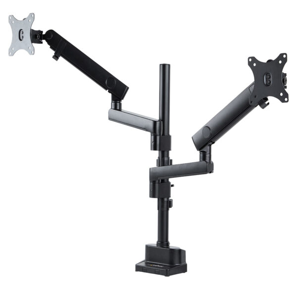 StarTech.com Desk Mount Dual Monitor Arm, Full Motion Monitor Mount for 2x VESA Displays up to 32" (17.6lb/8kg), Height Adjustable, Clamp/Grommet Mount, Mechanical Spring