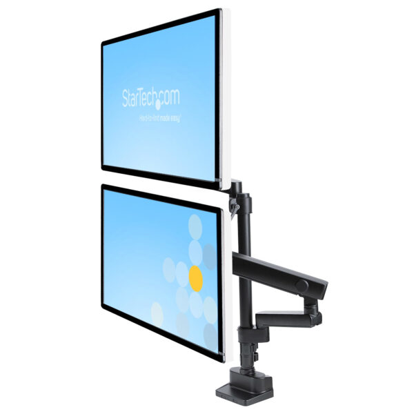 StarTech.com Desk Mount Dual Monitor Arm, Full Motion Monitor Mount for 2x VESA Displays up to 32" (17.6lb/8kg), Height Adjustable, Clamp/Grommet Mount, Mechanical Spring