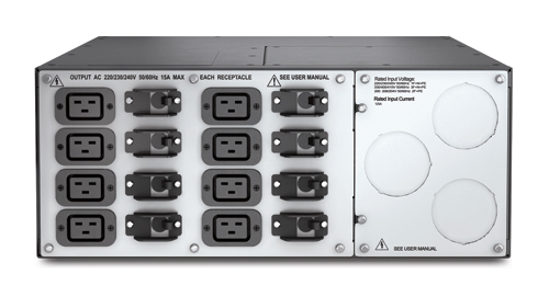 APC Service Bypass Panel, 230V, 125A, 2x hardwire input connectors, 8x IEC 60320 C19 outlets