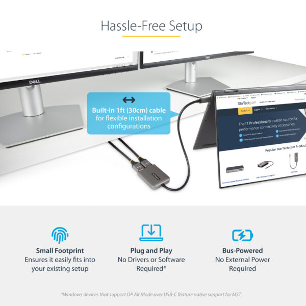 99158390_8000258930.jpg StarTech.com USB-C to Dual HDMI MST HUB - Dual HDMI 4K 60Hz - USB Type C Multi Monitor Adapter for Laptop w/ 1ft/30cm cable - DP 1.4 Multi-Stream Transport Hub - USB-C to HDMI Splitter