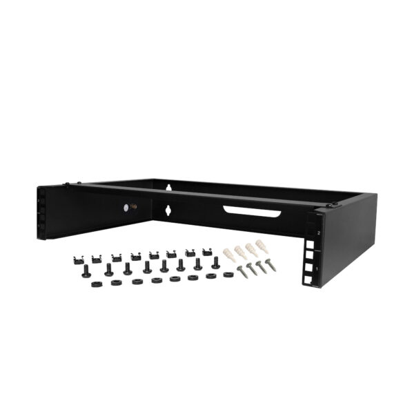 99548107_6997901877.jpg StarTech.com 2U Wall Mount Network Rack - 14In. Deep (Low Profile) - 19" Patch Panel Bracket for Shallow Server, IT Equipment, Network Switches - 77lbs/35kg Weight Capacity, Black