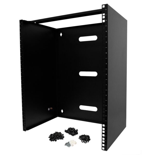 99548108_5173319964.jpg StarTech.com 14U Wall Mount Network Rack - 14 Inch Deep (Low Profile) - 19" Patch Panel Bracket for Shallow Server, IT Equipment, Network Switches - 77lbs/35kg Weight Cap., Black