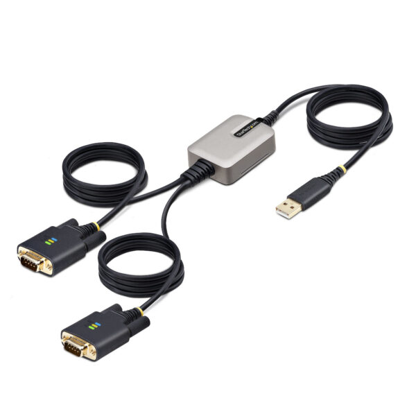 a1168505f3fcf80bf9f6d3128a9437a4.jpg StarTech.com 13ft (4m) 2-Port USB to Serial Adapter Cable, Interchangeable DB9 Screws/Nuts, COM Retention, USB-A to DB9 RS232, FTDI, Level-4 ESD Protection, Windows/macOS/ChromeOS/Linux - Rugged TPE Construction