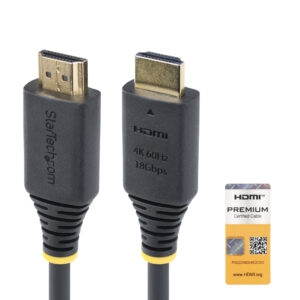 a2af860c895e20600f3b94e558acba8ac9a94fcb.jpg StarTech.com 1.5m (4.9ft) Premium Certified High Speed HDMI Cable, 4K 60Hz/1440p 144Hz, HDR10/HDCP 2.2/ARC, 18Gbps, UHD HDMI 2.0 Cord for TV/Monitor/Display, TPE Jacket