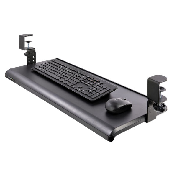 a487766f819750687825d1577558e86d.jpg StarTech.com Under-Desk Keyboard Tray, Clamp-on Ergonomic Keyboard Holder, Up to 12kg (26.5lb), Sliding Keyboard and Mouse Drawer with C-Clamps, Height Adjustable Keyboard Tray (3.9/4.7/5.5 in)