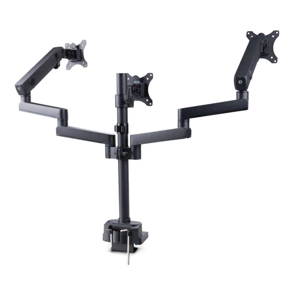a84da84dbe8f9c406a77e3b17e784aaf1e6f2fb1.jpg StarTech.com Triple Monitor Desk Mount For Up To Three 27in Screens, VESA 75x75/100x100, Tool-Less Arm Adjustments, C-Clamp/Grommet Mount, Spring-Assisted Arms