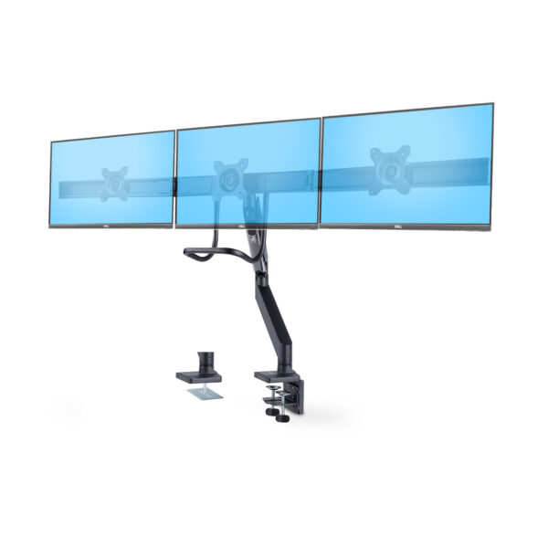 b1d18982eb30a72565d271c43dc2ba253d917068.jpg StarTech.com Crossbar Triple Monitor Desk Mount For Up To Three 27in Screens, VESA 75x75/100x100, Tool-Less Arm Adjustments, C-Clamp/Grommet, Spring-Assisted Arm
