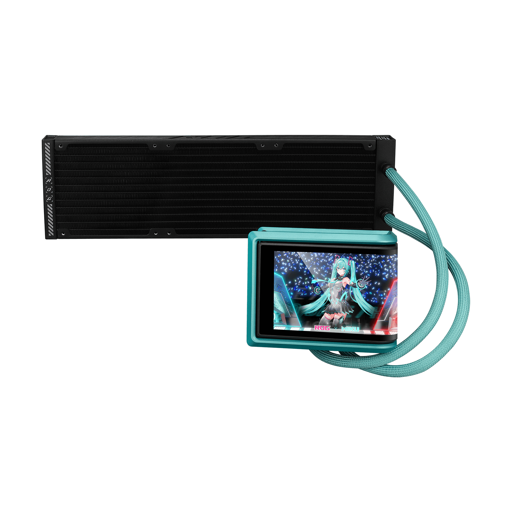 ASUS ROG RYUO IV 360 ARGB Hatsune Miku Edition Processor All-in-one liquid cooler 12 cm Black, Turquoise