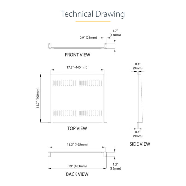 StarTech.com CABSHELF116V2PK rack accessory Rack shelf