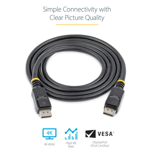c14b7f3ca37d561fd163ecb2f9973d494f61a311.jpg StarTech.com 2m (6ft) DisplayPort 1.2 Cable - 4K x 2K Ultra HD VESA Certified DisplayPort Cable - DP to DP Cable for Monitor - DP Video/Display Cord - Latching DP Connectors