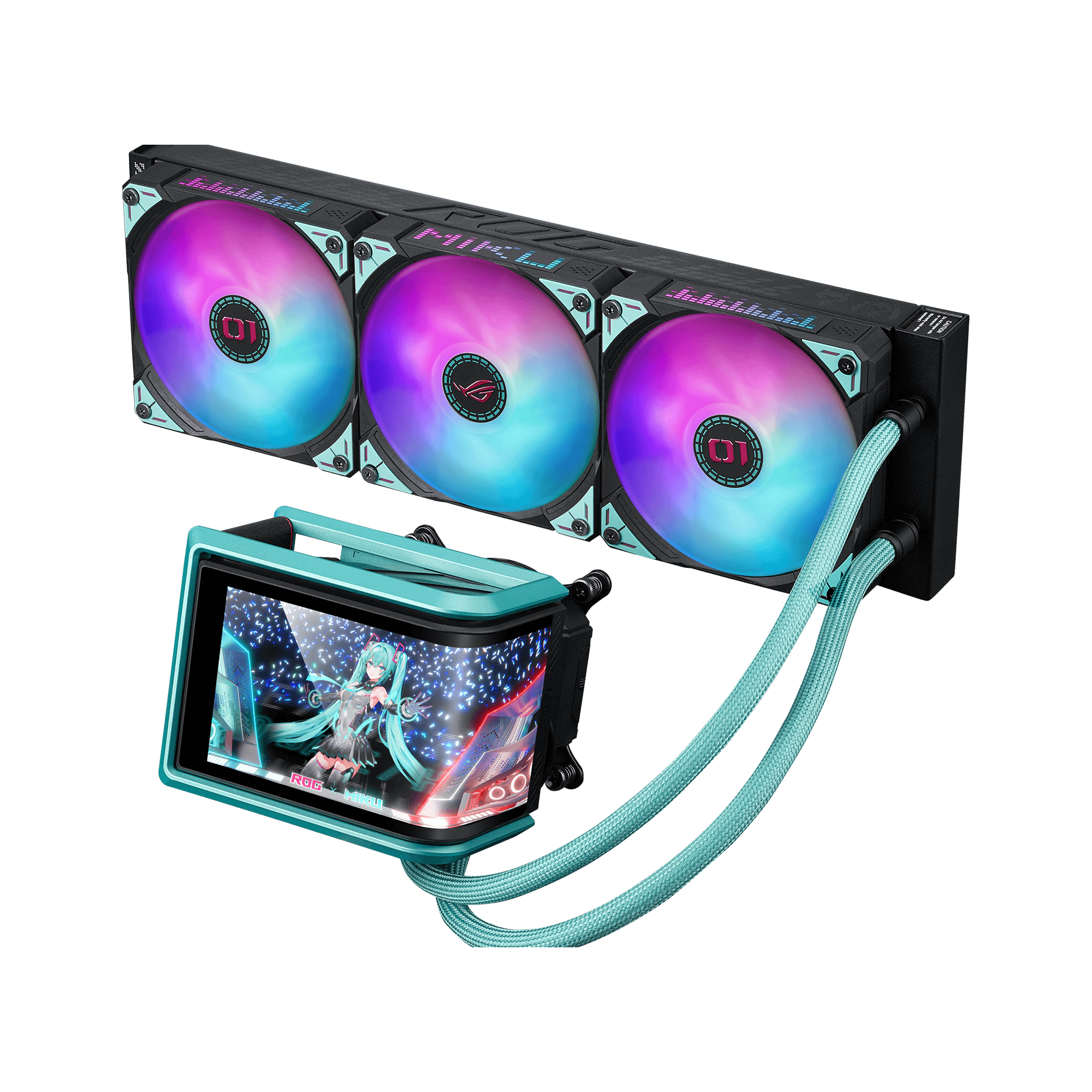 ASUS ROG RYUO IV 360 ARGB Hatsune Miku Edition Processor All-in-one liquid cooler 12 cm Black, Turquoise