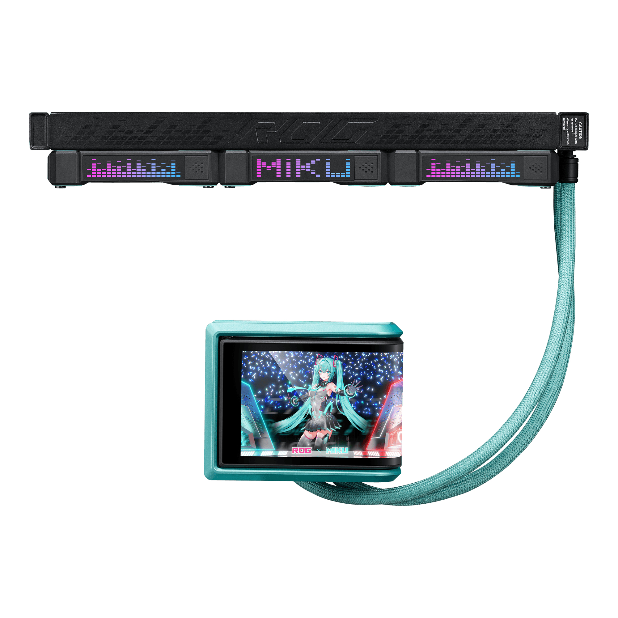 ASUS ROG RYUO IV 360 ARGB Hatsune Miku Edition Processor All-in-one liquid cooler 12 cm Black, Turquoise