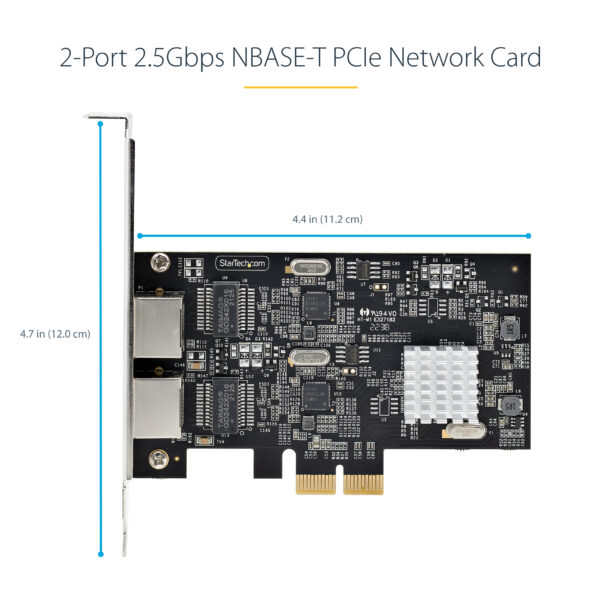StarTech.com 2-Port 2.5Gbps NBASE-T PCIe Network Card, Intel I225-V, Dual-Port Computer Network Card, Multi-Gigabit NIC, PCI Express Server LAN Card, Desktop Ethernet Interface