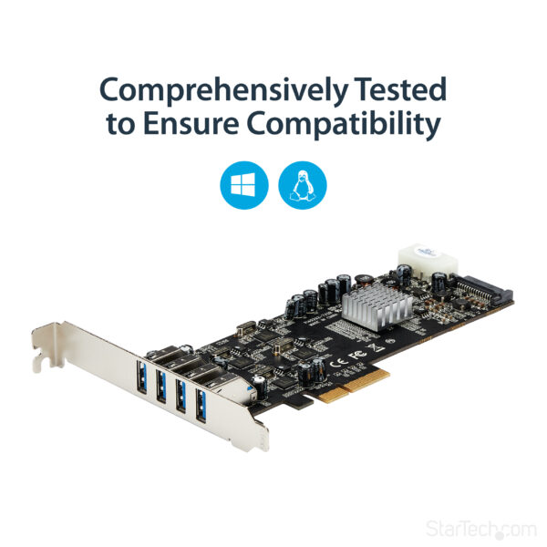 d1e0fb94687a1071aed6fde79dfb66a6.jpg StarTech.com 4 Port USB 3.0 PCIe Card w/ 4 Dedicated 5Gbps Channels (USB 3.1 Gen 1) - UASP - SATA / LP4 Power - PCI Express Adapter Card