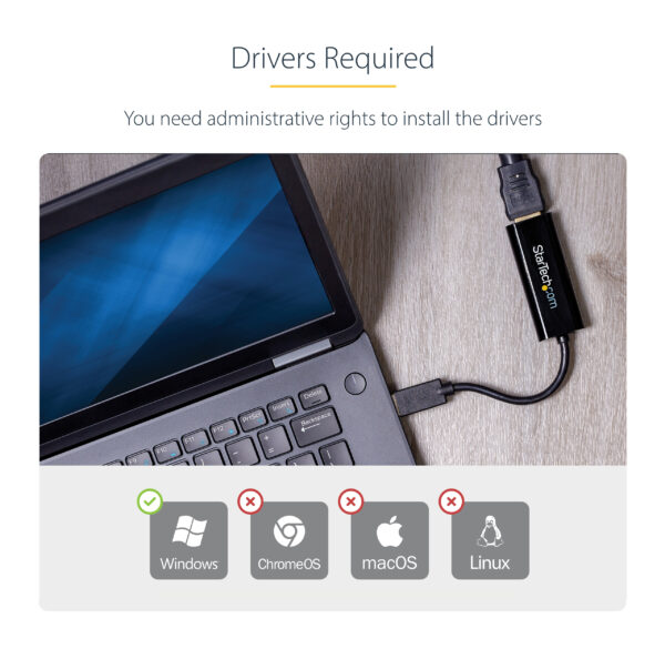 d466c2176cd5396815a2aa5f5c100898b48efbb6.jpg StarTech.com USB 3.0 to HDMI Adapter, USB to HDMI Monitor Converter for Windows, 1080P (no support for macOS/ChromeOS/Linux) - TAA