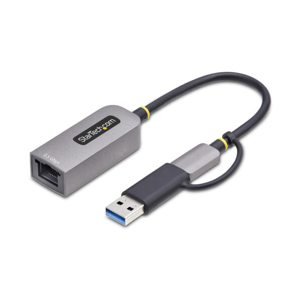 d55ed334b2afb10919ba8739765743259a00ae52.jpg StarTech.com 2.5GbE USB-C to Ethernet Adapter with USB-A Converter, NBASE-T NIC, USB 3.0 Type-C 2.5/1G Multi Speed Network, Thunderbolt Compatible, Windows & Mac