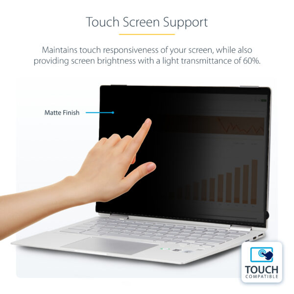 StarTech.com 14-inch 16:10 Flip-Over Privacy Screen with Touch, Anti-Glare Privacy Filter, Laptop Monitor Screen Protector with 51% Blue Light Reduction