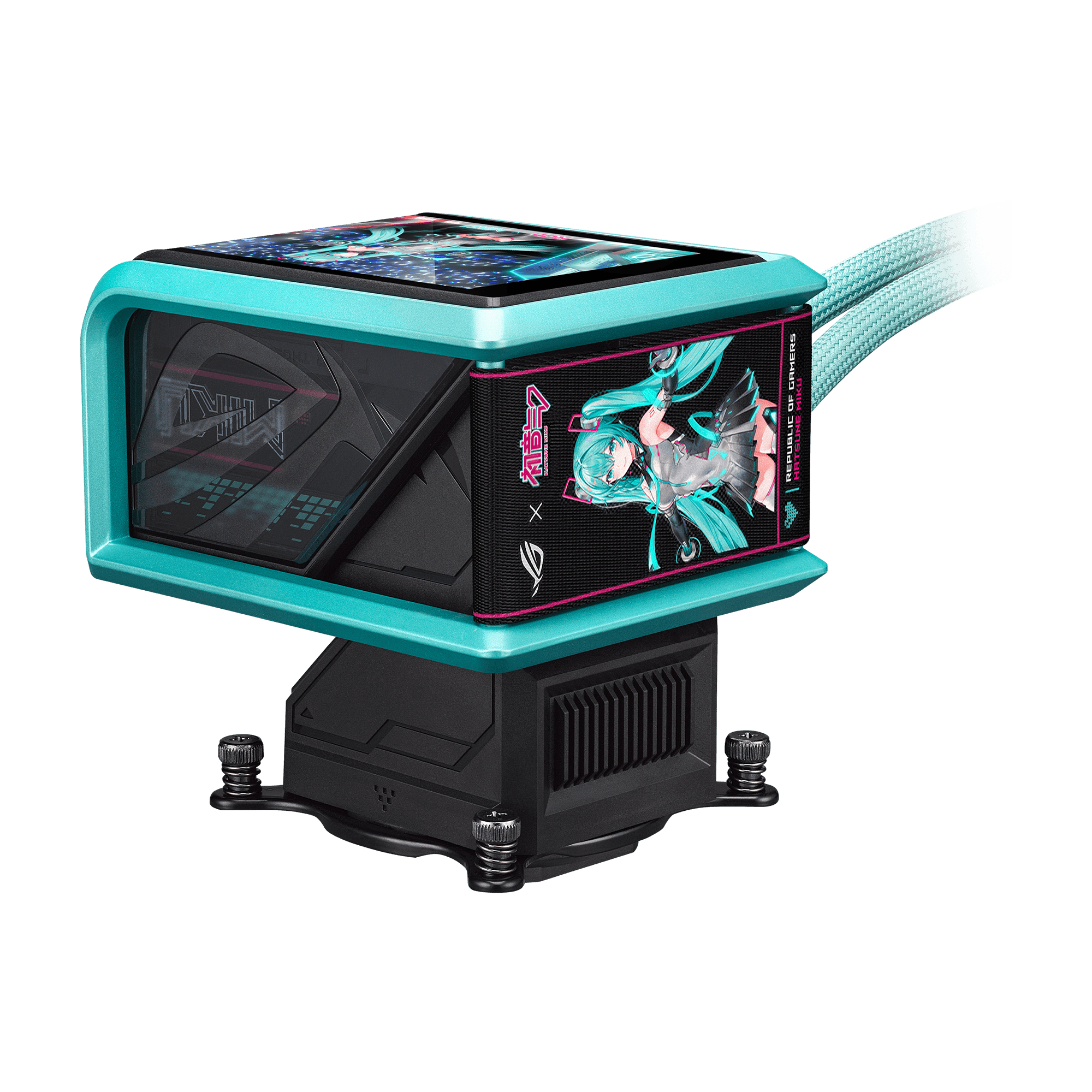 ASUS ROG RYUO IV 360 ARGB Hatsune Miku Edition Processor All-in-one liquid cooler 12 cm Black, Turquoise