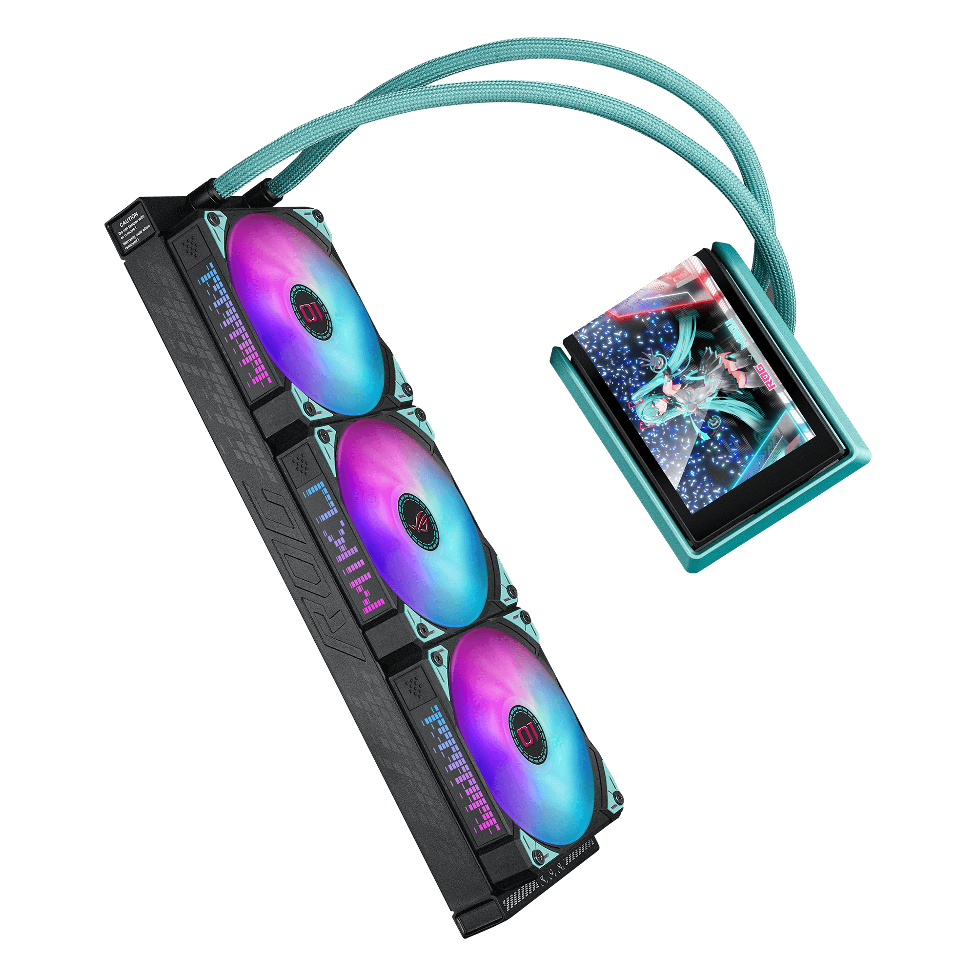 ASUS ROG RYUO IV 360 ARGB Hatsune Miku Edition Processor All-in-one liquid cooler 12 cm Black, Turquoise