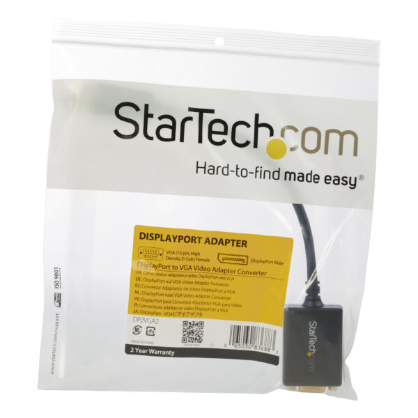 e08a08e634422e9d06034ab4f767882b9f174470.jpg StarTech.com DisplayPort to VGA Adapter - Active DP to VGA Converter - 1080p Video - DisplayPort Certified - DP/DP++ Source to VGA Monitor Cable Adapter Dongle - Latching DP Connector