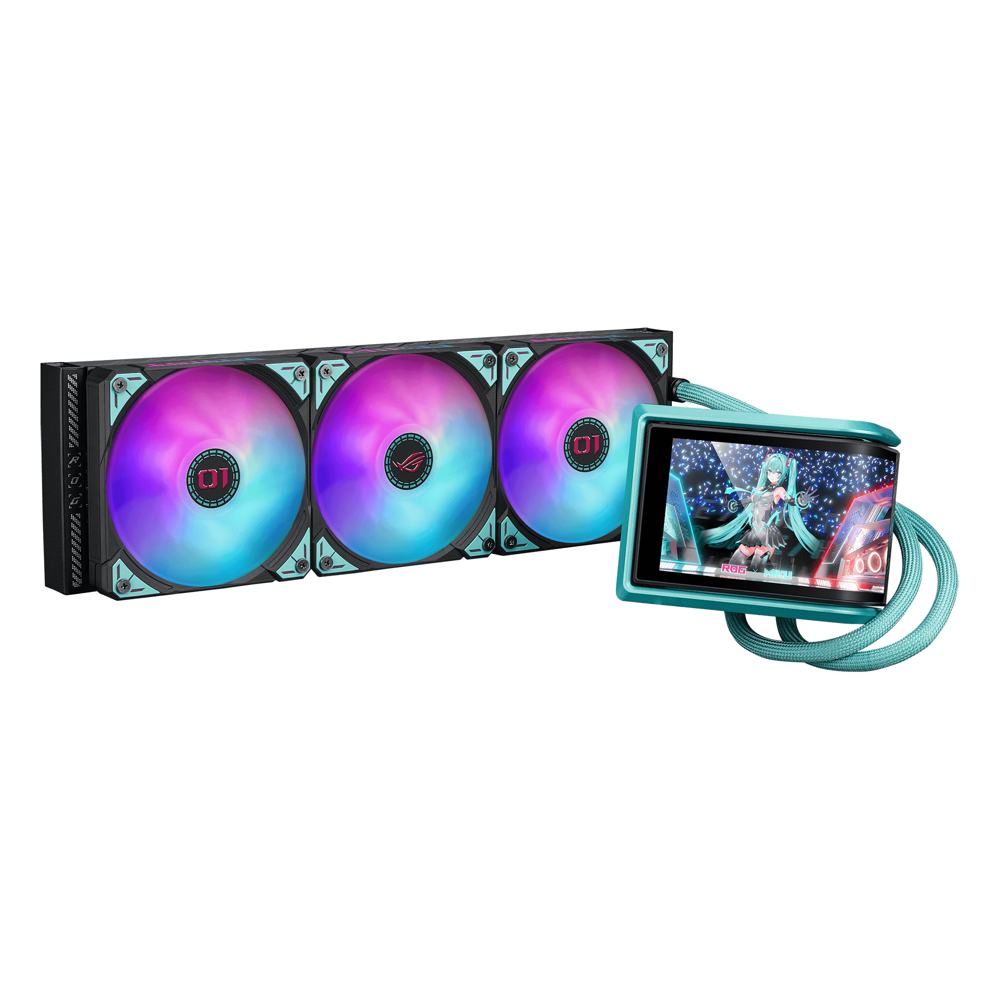 ASUS ROG RYUO IV 360 ARGB Hatsune Miku Edition Processor All-in-one liquid cooler 12 cm Black, Turquoise