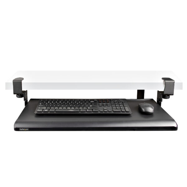 ed45964d53b1f9306df446f354cb19ce.jpg StarTech.com Under-Desk Keyboard Tray, Clamp-on Ergonomic Keyboard Holder, Up to 12kg (26.5lb), Sliding Keyboard and Mouse Drawer with C-Clamps, Height Adjustable Keyboard Tray (3.9/4.7/5.5 in)