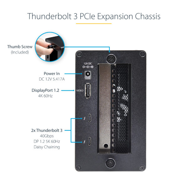 f1ed325c836b9be2943379d4a3972925ea7d51d7.jpg StarTech.com Thunderbolt 3 PCIe Expansion Chassis, External Enclosure with One PCI Express Slot, PCIe Box for Laptops/Desktops/All-In-Ones, 5K/4K Output Via TB3/DP Ports, TAA Compliant