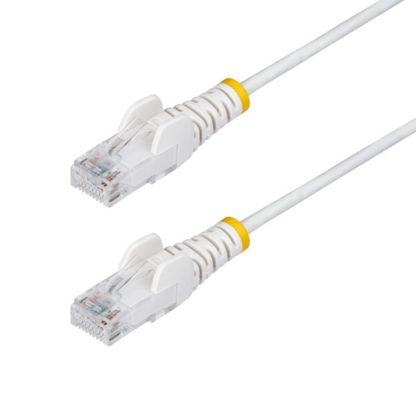 StarTech.com 1.5m White Slim CAT6 Ethernet Cable, Snagless, 100W PoE, UTP, LSZH, 28AWG Pure Bare Copper Wire, Slim RJ45 Network Patch Cord w/Strain Reliefs, Individually Tested